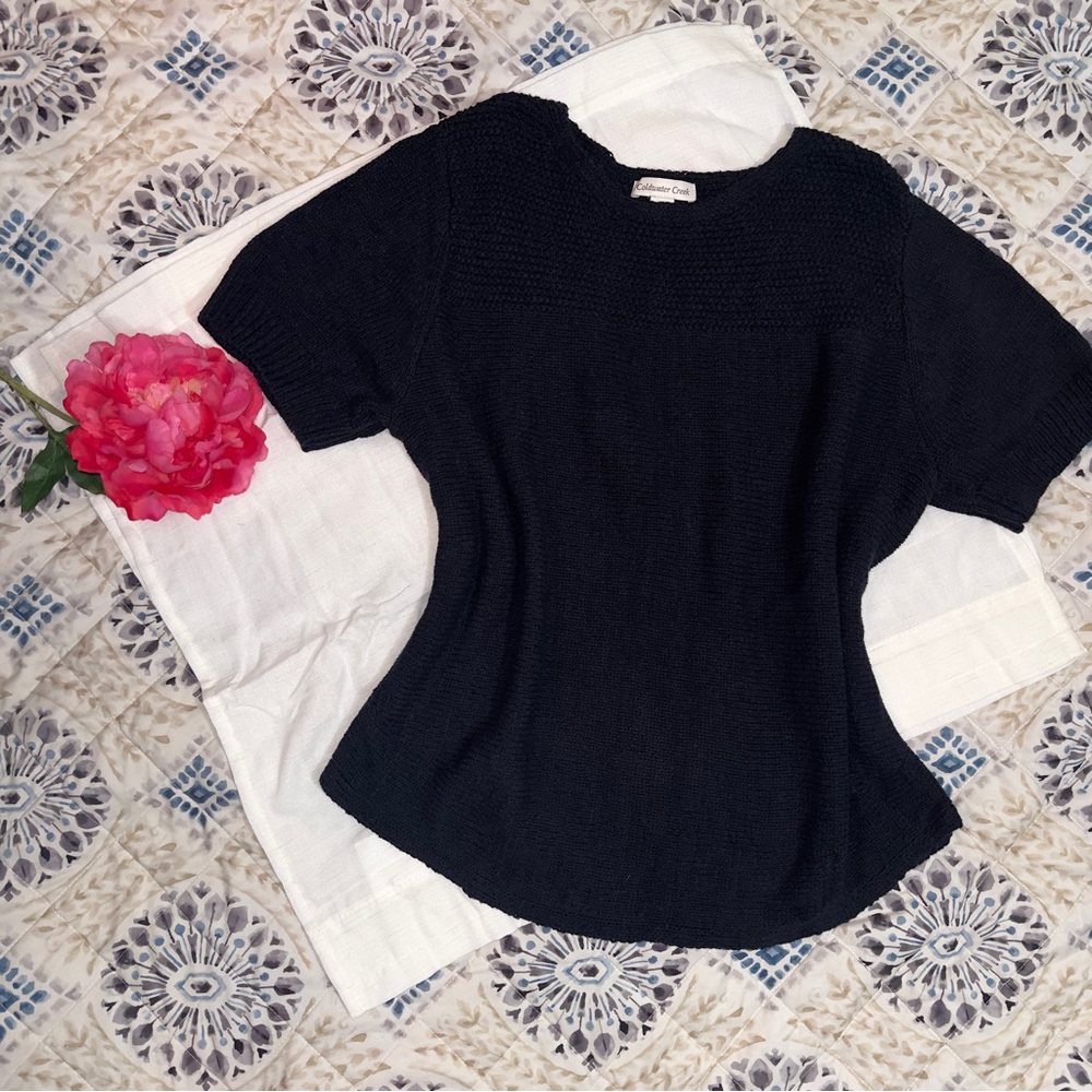 Coldwater Creek Short Sleeve Sweater Black Large